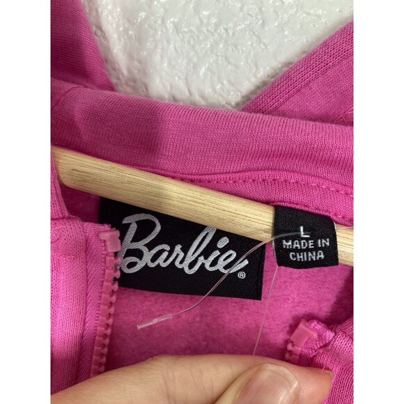 Barbie Hoodie Womens Large Zip Up Star Graphic Sweatshirt Hooded Jacket NWT pink - Picture 16 of 16